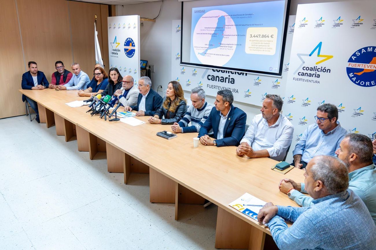 Rueda de prensa reciente en la sede insular de Coalición Canaria.