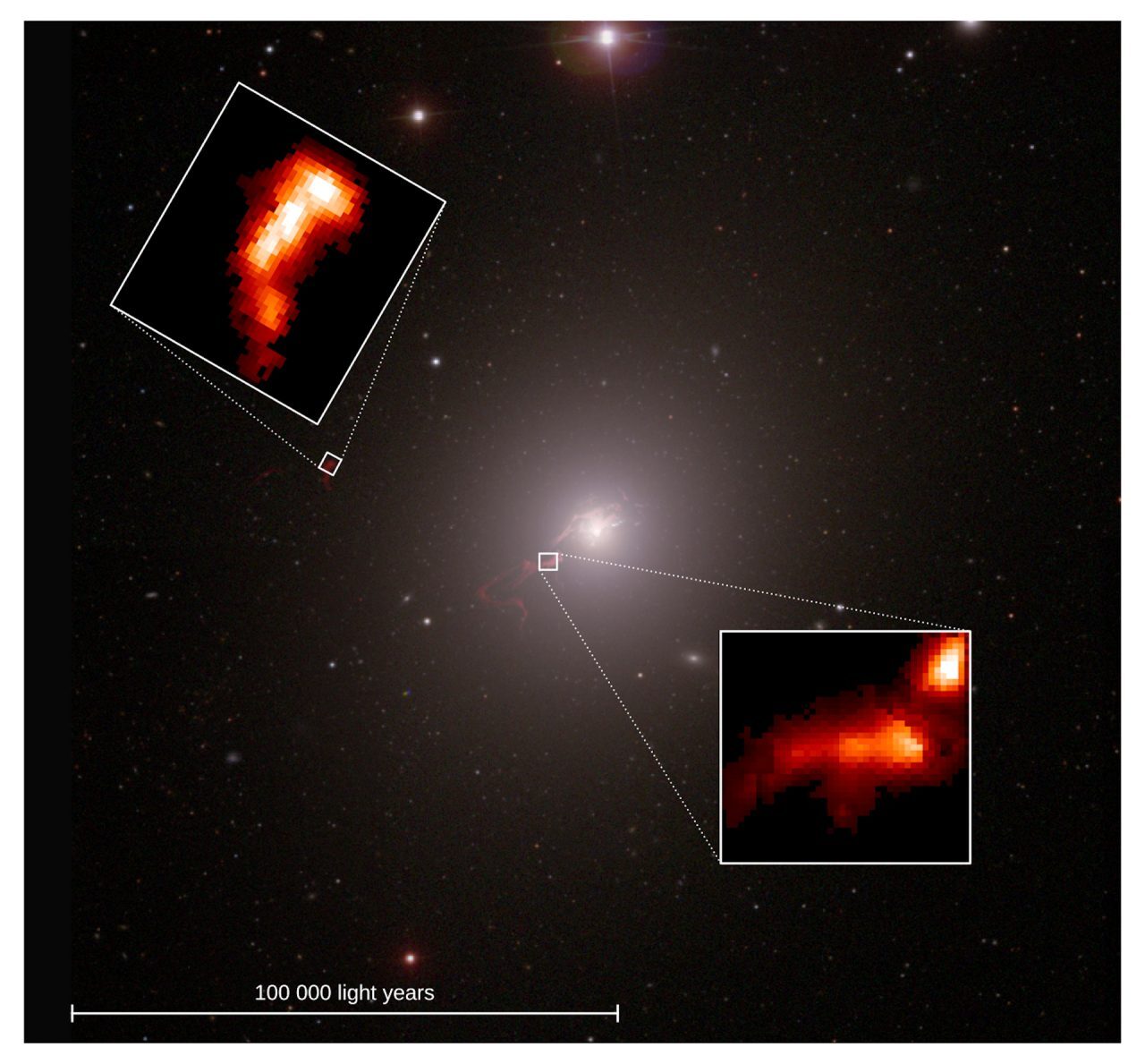 Galaxia gigante M87 combinando observaciones en luz visible.