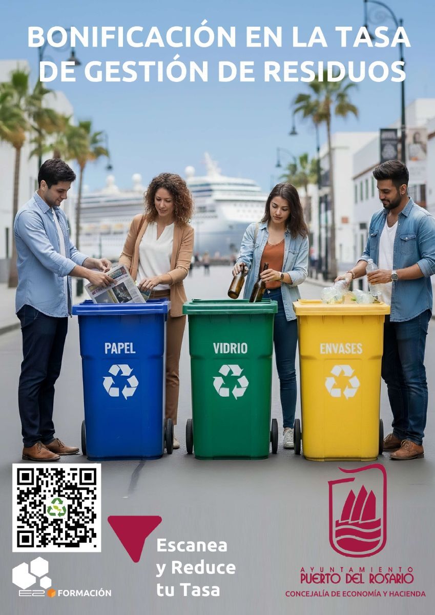 Cartel de los cursos para acceder a las bonificaciones de la tasa de recogida de residuos.