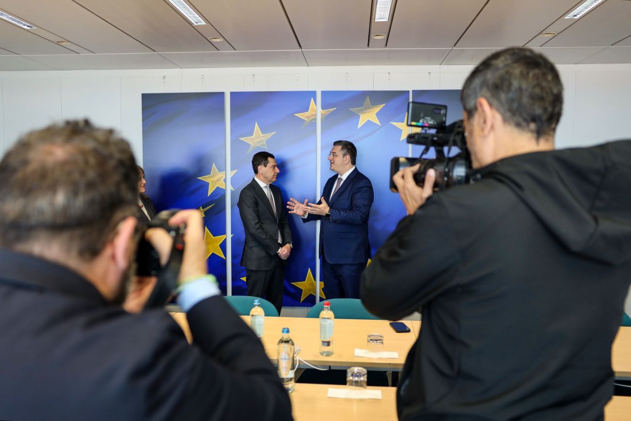 Visita de Juan Manuel Moreno Bonilla, presidente de la Junta de Andalucía, a la Comisión Europea, en febrero de 2025.