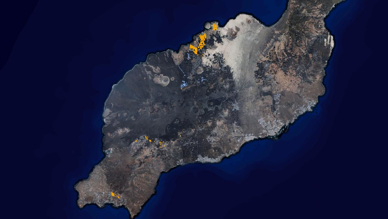 Mapa de zonas aptas en Lanzarote.