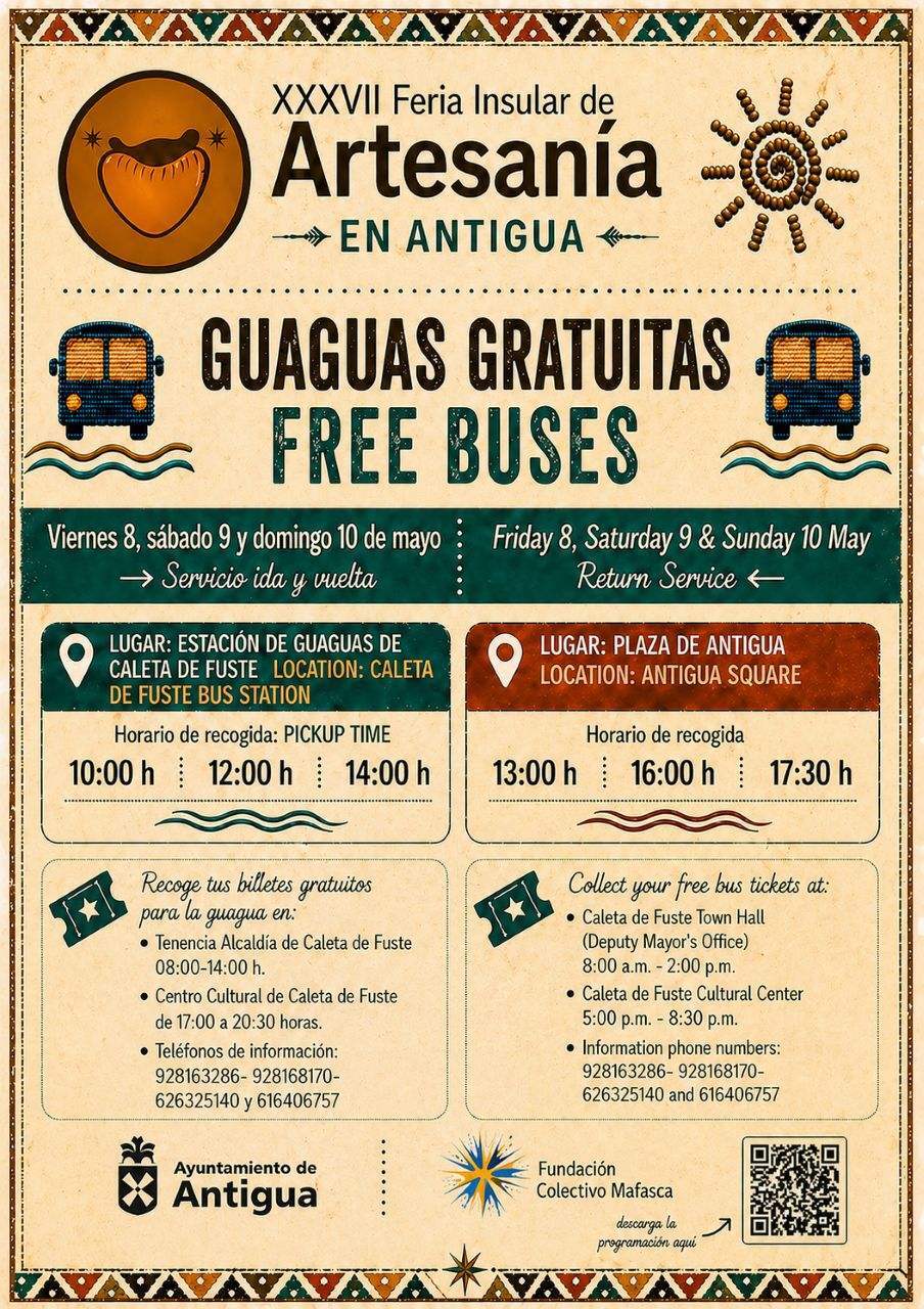 Itinerarios de guaguas para la Feria Insular de Artesanía 2026.